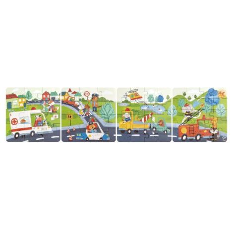 Puzzle pentru copii Vehicule de salvare (4 in 1) si joc storytelling - imagine 7